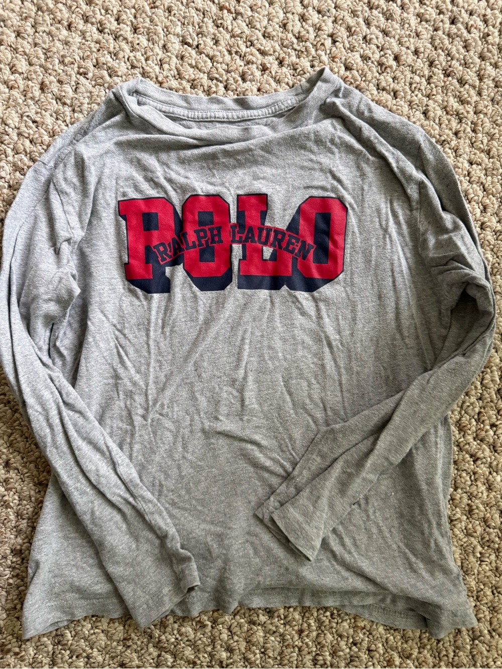 Gently worn Polo by Ralph Lauren Gray Tee with Red and Navy Graphic